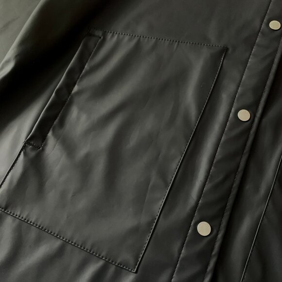 Herschel Supply Co Rain Jacket Coat Black Waterproof Fisherman Hood Snap - Picture 3 of 10